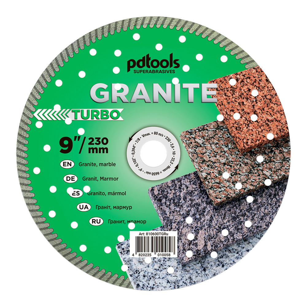 Круг алмазний вiдрiзний GRANITE  1A1R 230 TURBO для ручного інструменту