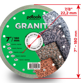 Круг алмазний вiдрiзний GRANITE 1A1R 180 для ручного інструменту