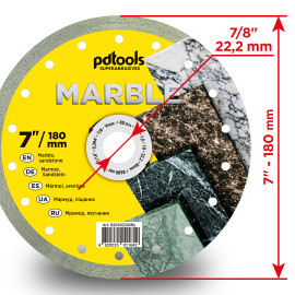 Круг алмазний вiдрiзний MARBLE 1A1R 180 для ручного інструменту