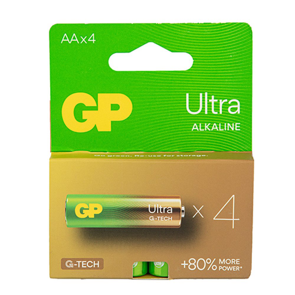 Батарейка GP ULTRA ALKALINE 1,5V 15AU21-SB4  щелочная LR6 блистер 4 шт в упаковке