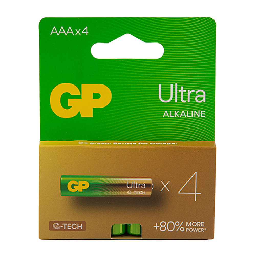 Батарейка GP ULTRA ALKALINE 1.5V 24AU21-SB4 щелочная, LR03, ААА