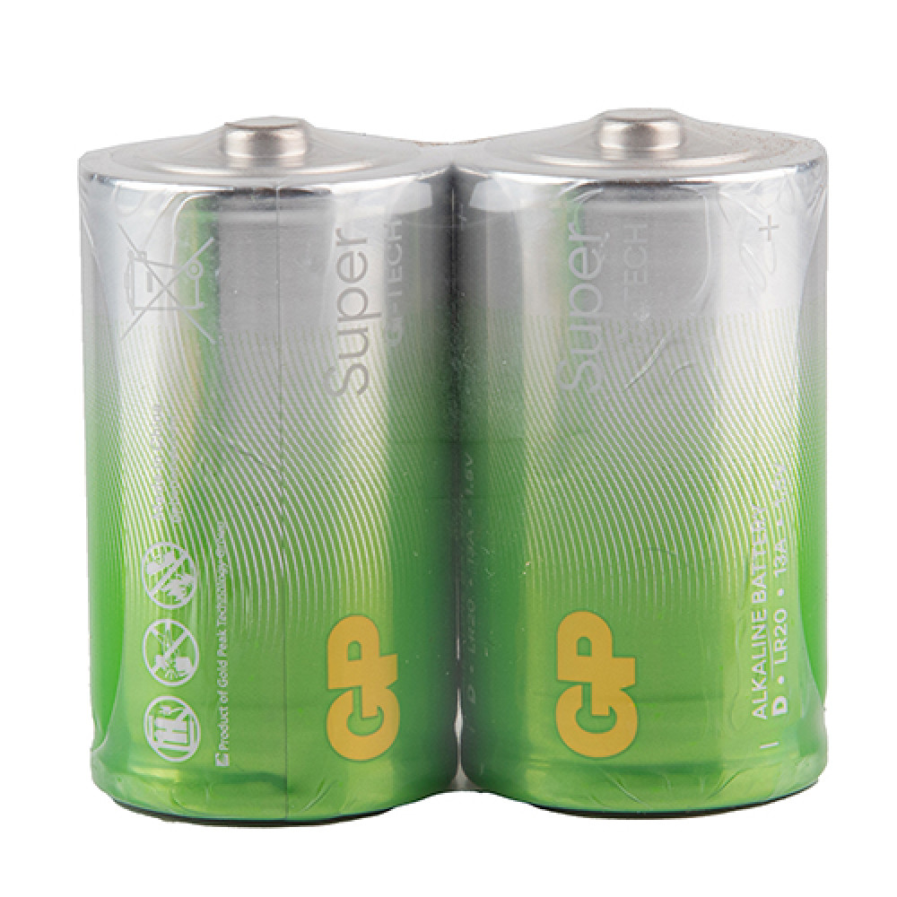 Батарейка GP SUPER  ALKALINE 1.5V 13A21-S2 щелочная, LR20, D