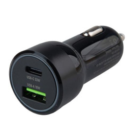 Автомобильное зарядное устройство VOIN 51W, 1USB QC3.0 18W + 1PD 33W, 12/24V