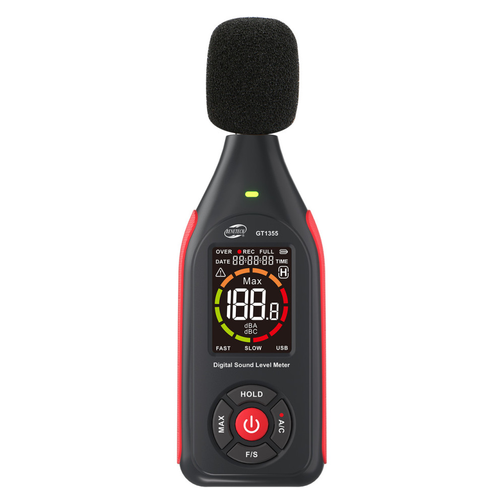 Цифровой шумомер, цв дисплей, фильтр А/С, USB BENETECH GT1355
