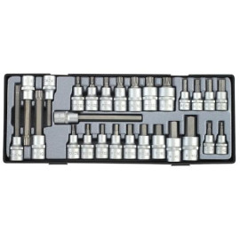 3/8", 1/2" Набор головок-бит 6-гр. (HEX) и Spline 27 пр. (в ложементе) (FORCE T4281)