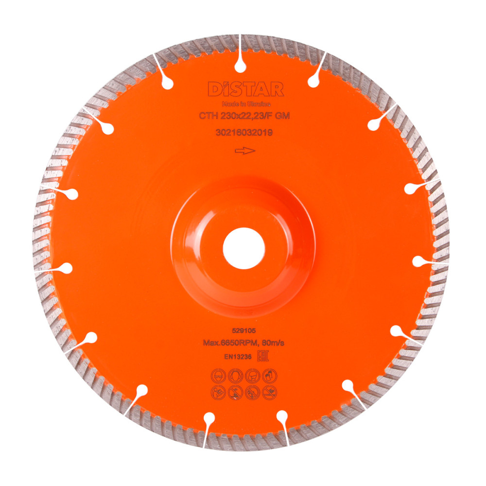 Круг алмазный отрезной 1A1R Turbo 230x2,3x9x22,23/F Laser CTH 230x22,23F GM