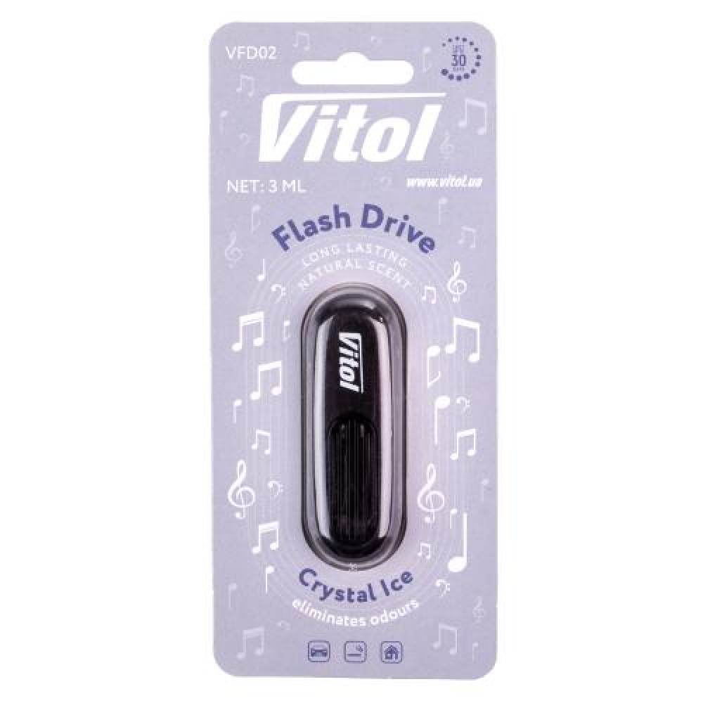 Освежитель воздуха Vitol Flash Drive на обдув Crystal Ice