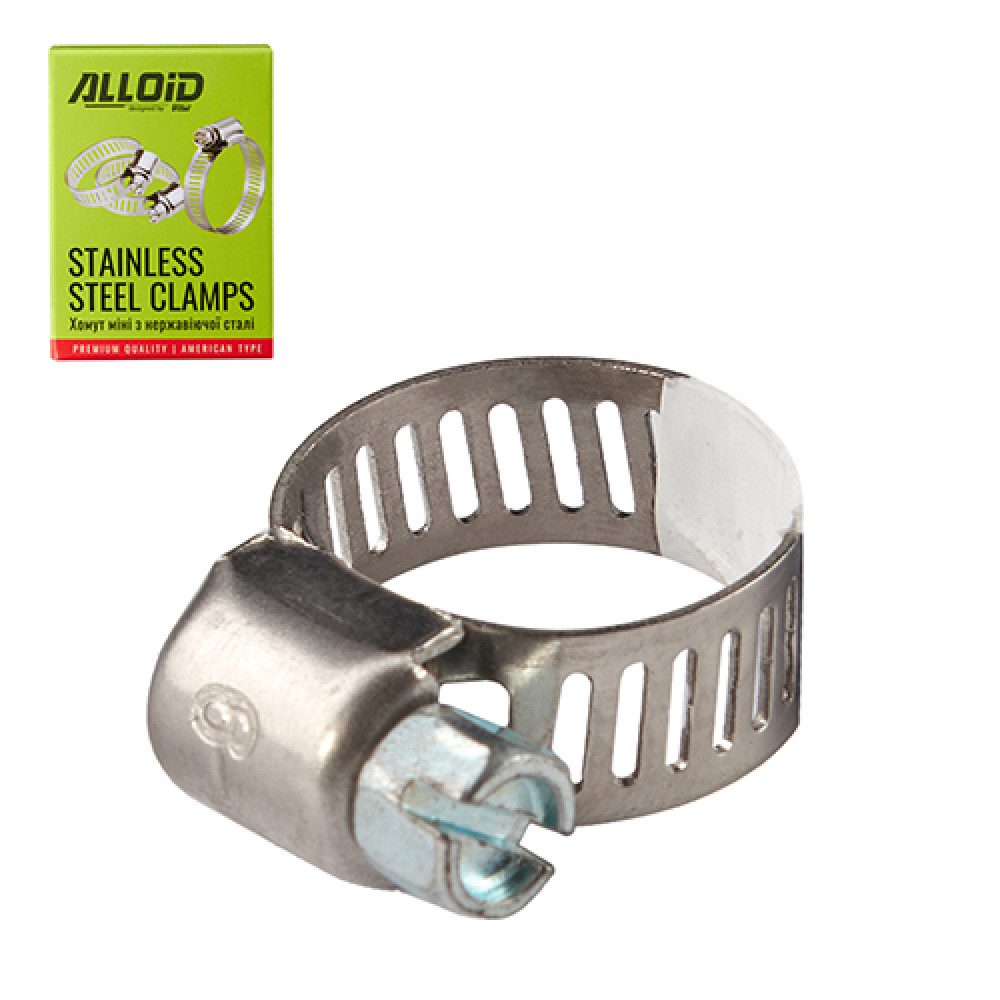Хомут мини из нержавеющей стали Alloid 6-16 W2 4