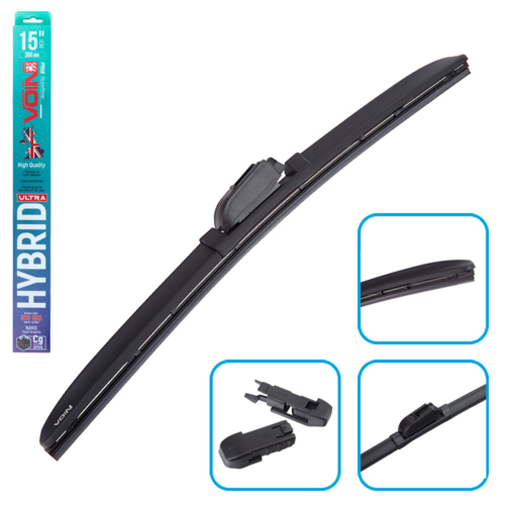 Щетки стеклоочистителя гибридные  VOIN 15"-380мм (TPX6M-15") HYBRID Ultra (3 адаптера)