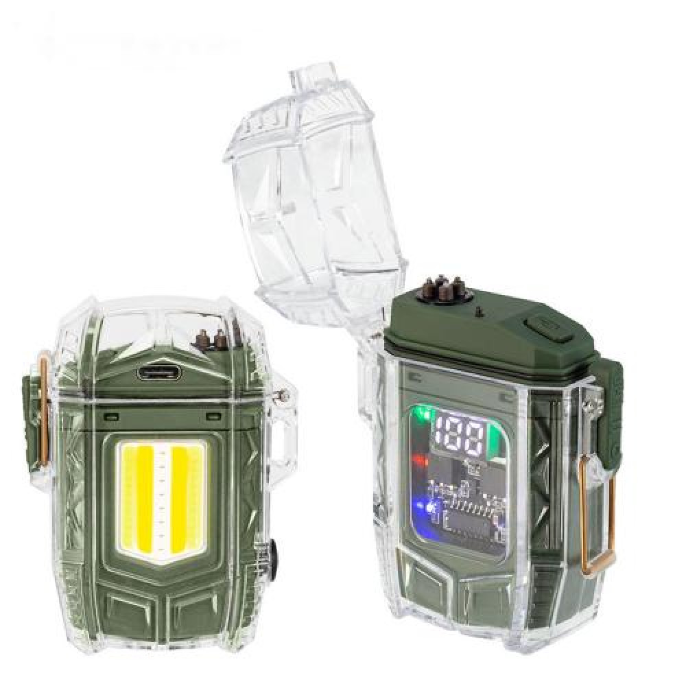 Фонарь  MULTIFUNCTIONAL D48-1-COB green, Li-Ion аккум., индикация заряда, зажигалка, ЗУ Type-C, Box
