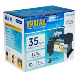 Компрессор "Ураган" KA-У12040 100psi/12Amp/35л/прикур.+переходник
