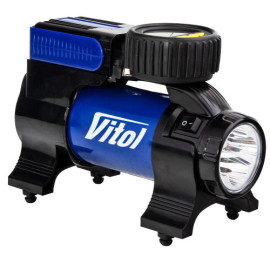 Компрессор "ViTOL" K-22 100psi/14Amp/37л/Фонарь/Автостоп/прикуриватель