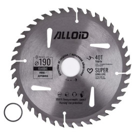 Alloid. Диск пильный по дереву с твердосплавными напайками 190х30/25,4мм, 40 зубов
