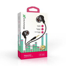 Наушники вакуумные с микрофоном Grand-X EP-66B Black