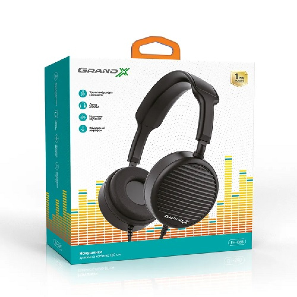 Наушники закрытые с микрофоном Grand-X EH-86B Black