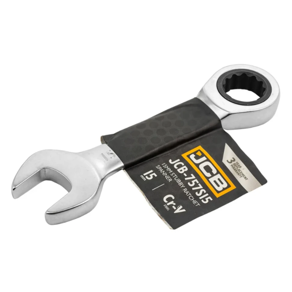 Ключ гайковий короткий з тріскачкою 15 мм JCB Tools JCB-757S15