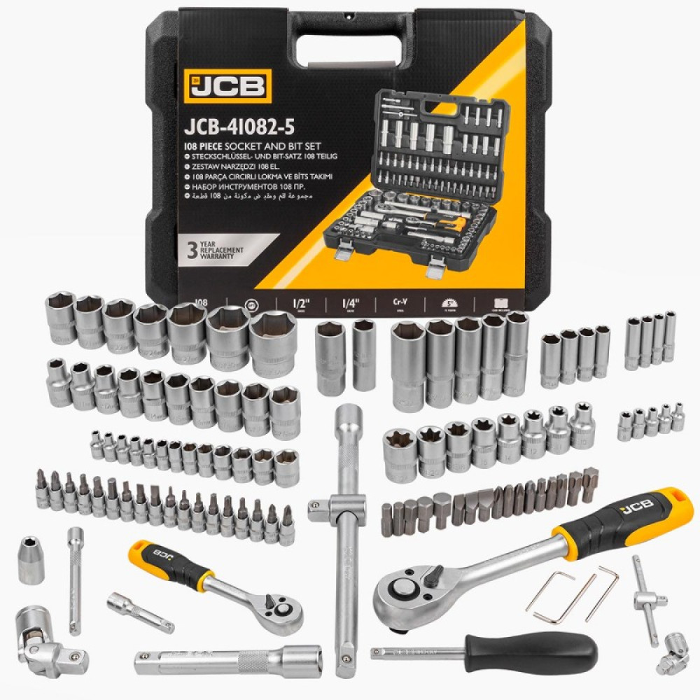 Набір інструментів 108 пр. 1/4", 1/2" ( 6-гр.) JCB Tools JCB-41082-5