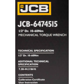 Динамометричний ключ 1/2" (10-60 Нм) JCB Tools JCB-6474515