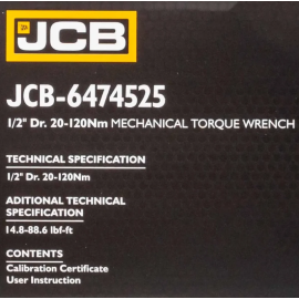 Динамометричний ключ 1/2" (20-120 Нм) JCB Tools JCB-6474525