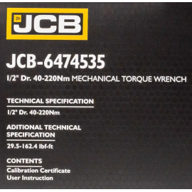 Динамометричний ключ 1/2" (40-220 Нм) JCB Tools JCB-6474535