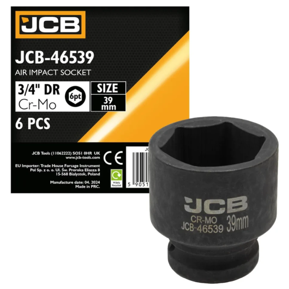 Гoлoвкa тopцeвa удapнa 3/4" 39 мм (6-гранна) JCB Tools JCB-46539