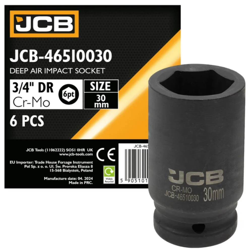 Гoлoвкa тopцeвa удapнa глибока 3/4" 30 мм (6-гранна) JCB Tools JCB-46510030