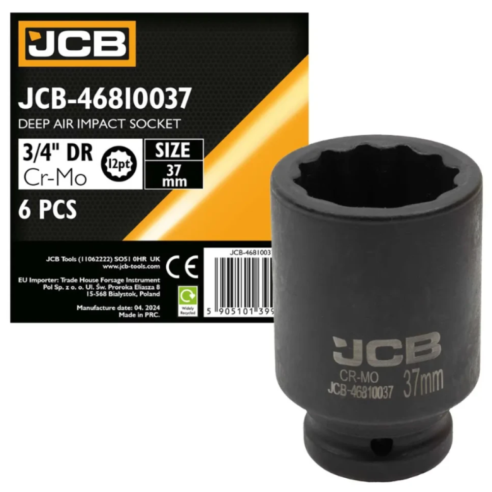 Гoлoвкa тopцeвa удapнa глибока 3/4" 37 мм (12-гранна) JCB Tools JCB-46810037