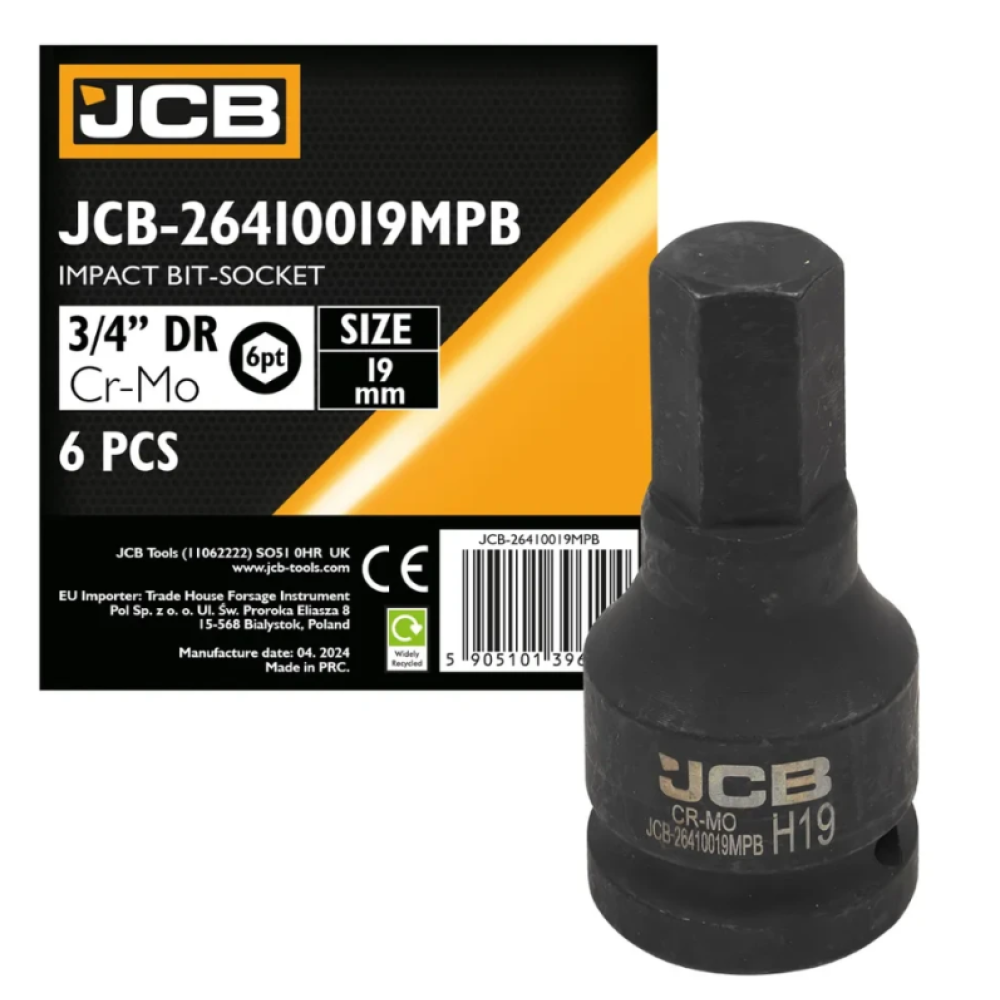 Головка-біта ударна HEX 3/4" 19 мм JCB Tools JCB-26410019MPB