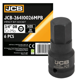 Головка-біта ударна HEX 3/4" 26 мм JCB Tools JCB-26410026MPB