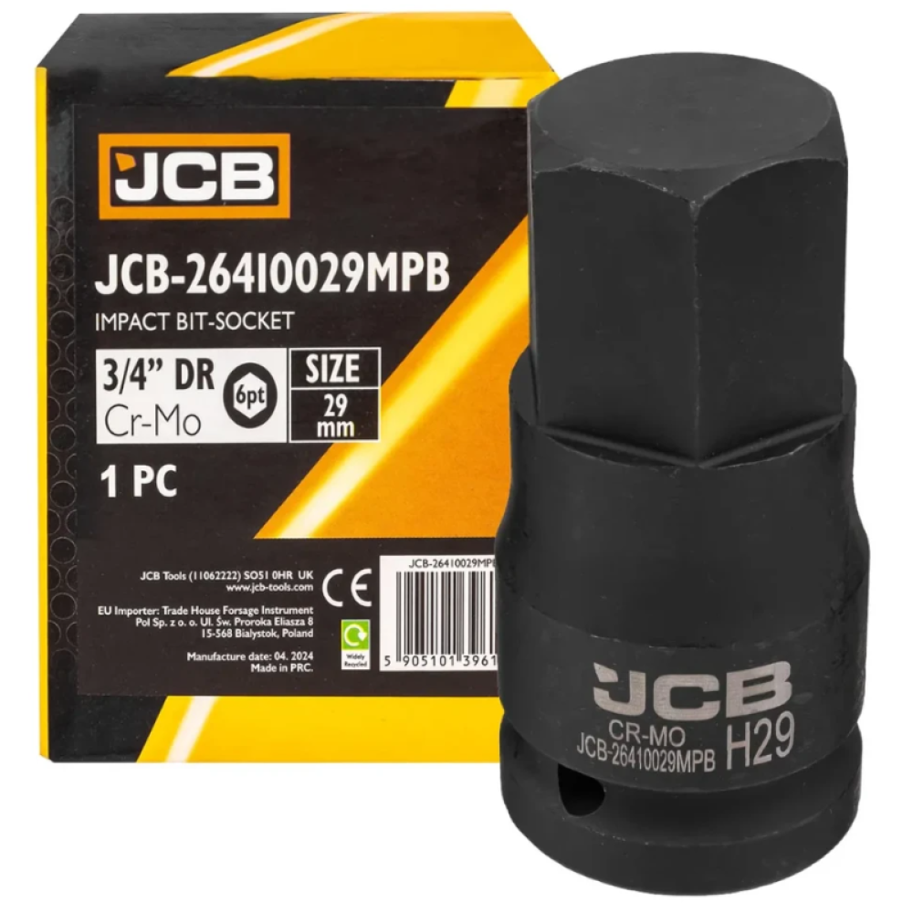 Головка-біта ударна HEX 3/4" 29 мм JCB Tools JCB-26410029MPB