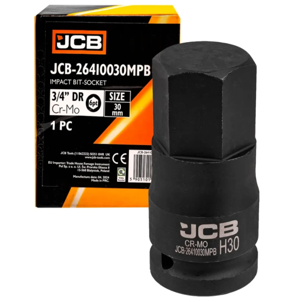 Головка-біта ударна HEX 3/4" 30 мм JCB Tools JCB-26410030MPB