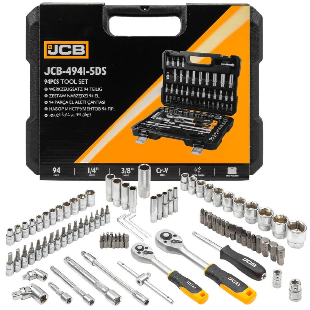 Набір інструментів 94 пр. 1/4", 3/8" (6-гр.) (4-22 мм) JCB Tools JCB-4941-5DS