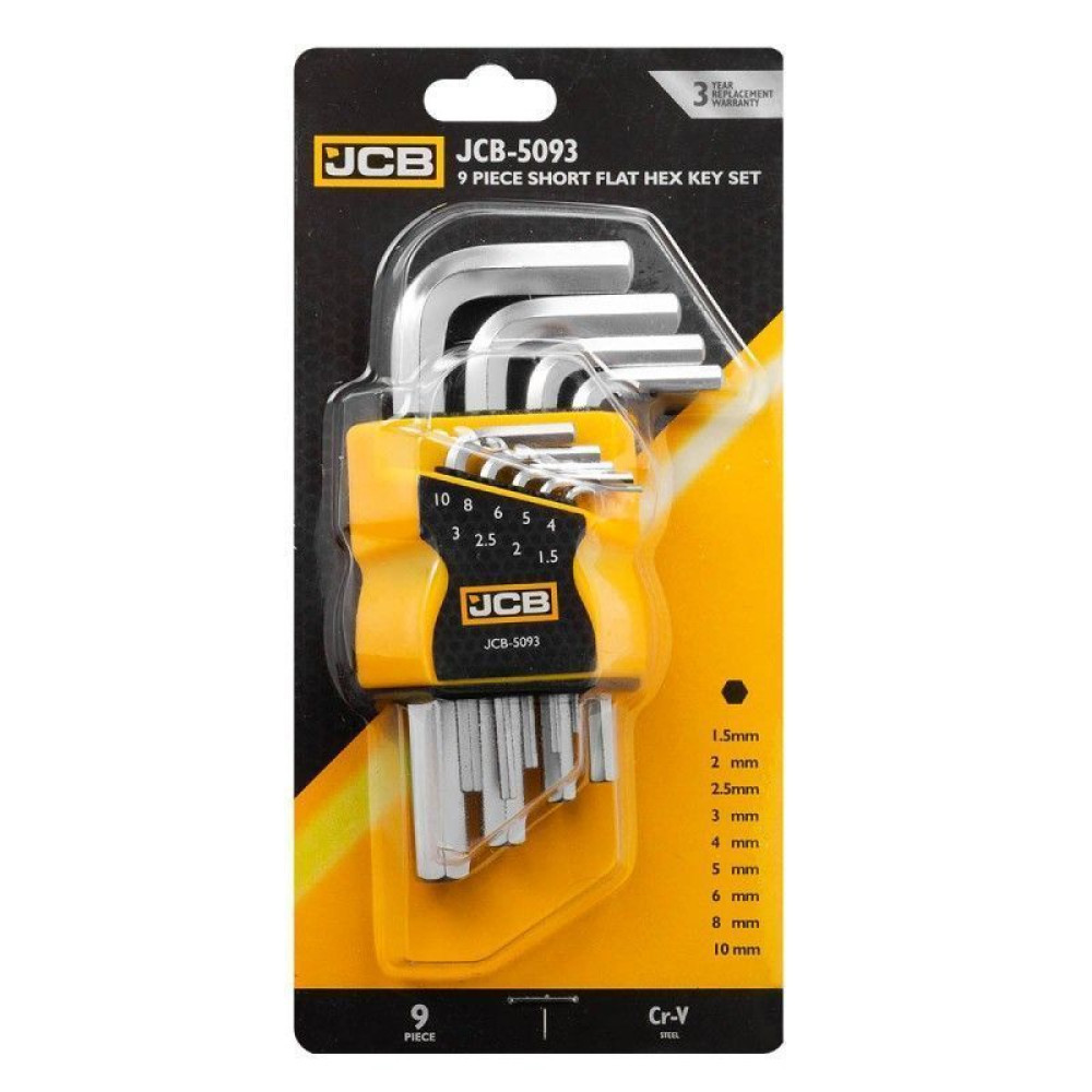 Набір Г-подіб. ключів HEX 9 пр. (1,5 мм-10 мм) JCB Tools JCB-5093