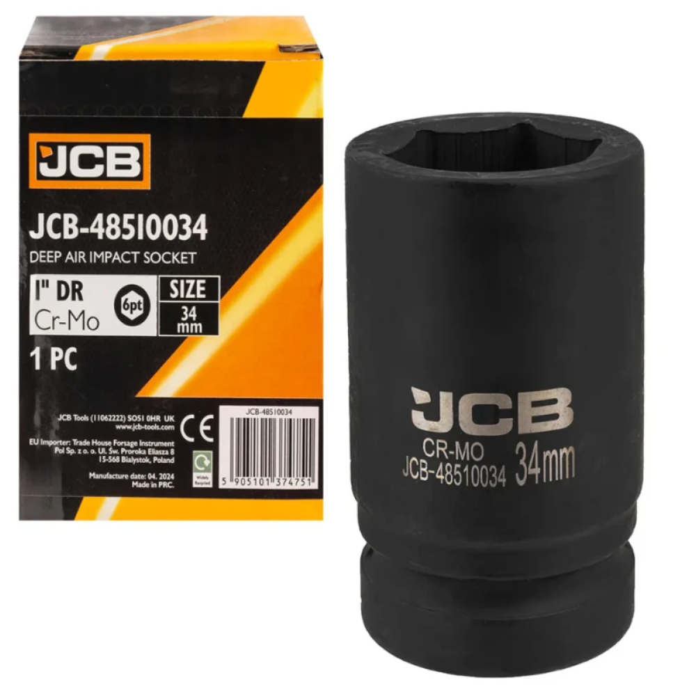 Головка торцева ударна глибока 1" 34 мм (6-гр.) JCB Tools JCB-48510034