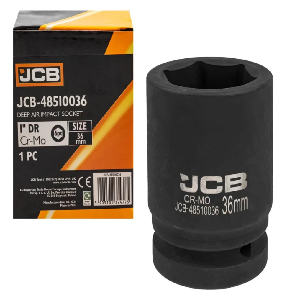 Головка торцева ударна глибока 1" 36 мм (6-гр.) JCB Tools JCB-48510036