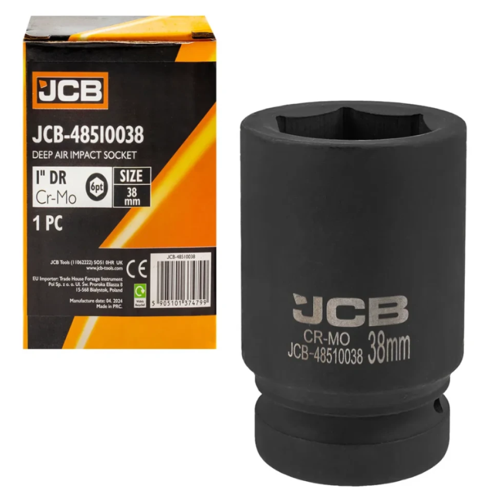 Головка торцева ударна глибока 1" 38 мм (6-гр.) JCB Tools JCB-48510038