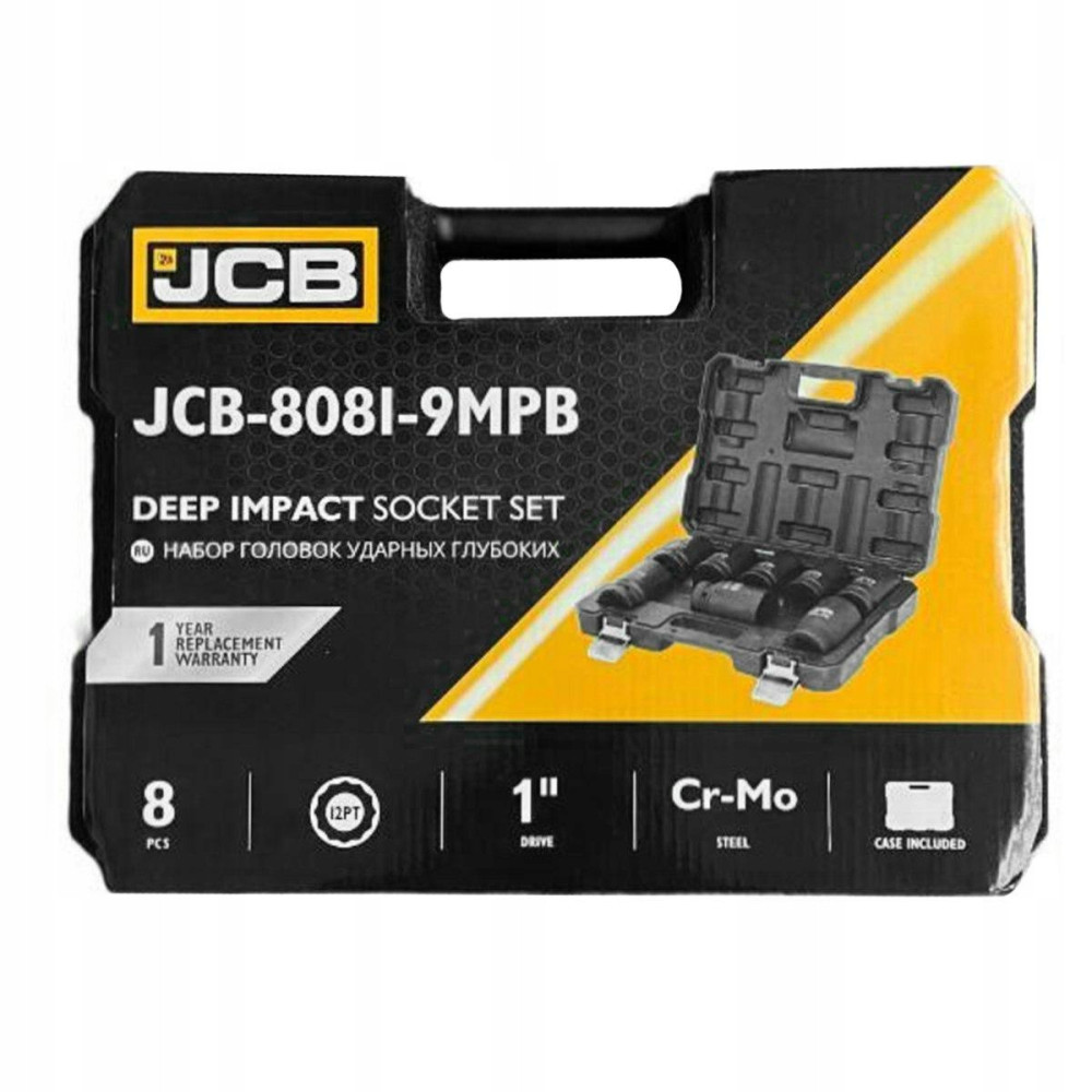 Набір головок ударних глибоких 8 од. 1'' (12-гр.)  JCB Tools JCB-8081-9MPB
