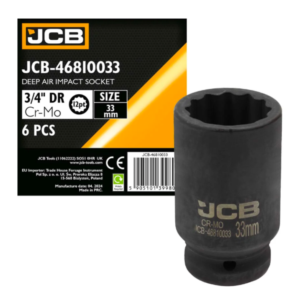 Головка торцева ударна глибока 3/4" 33 мм (12-гр.) JCB Tools JCB-46810033