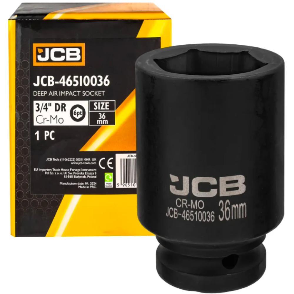 Головка торцева ударна глибока 3/4" 36 мм (6-гр.) JCB Tools JCB-46510036