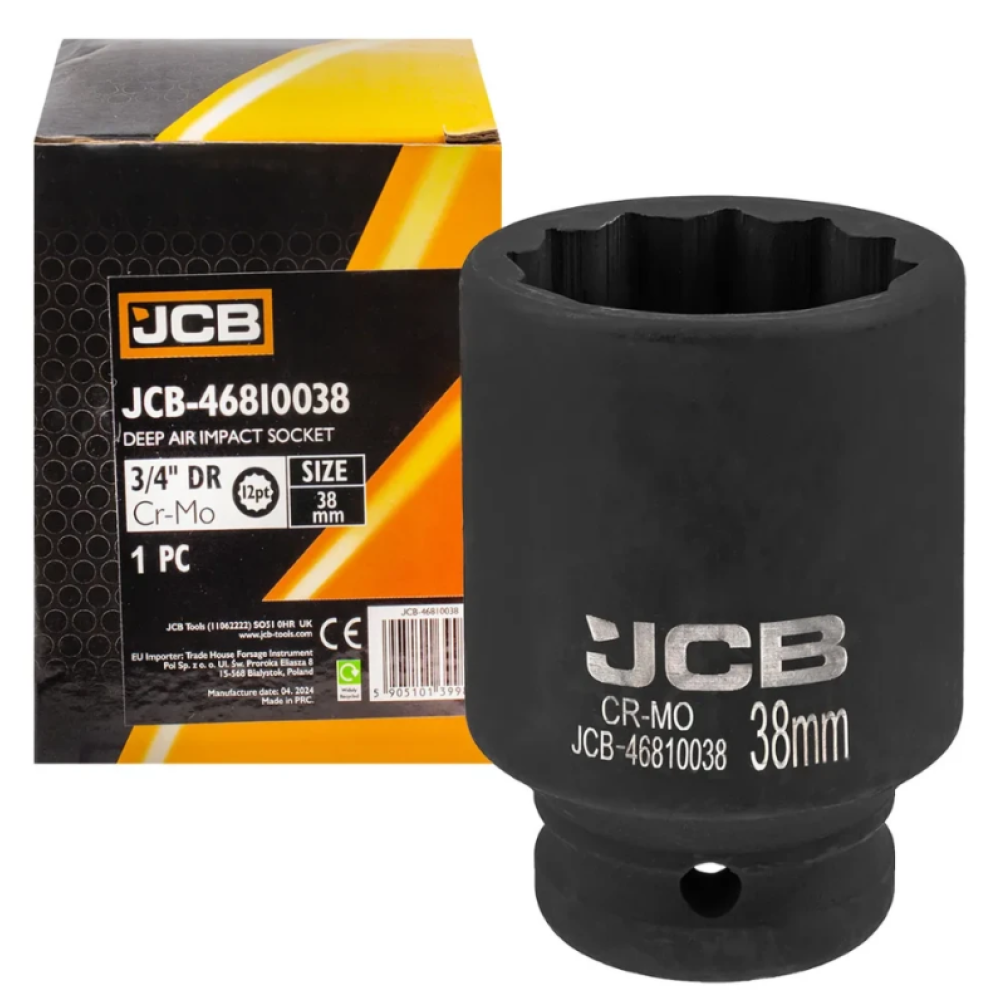 Головка торцева ударна глибока 3/4" 38 мм (12-гр.) JCB Tools JCB-46810038