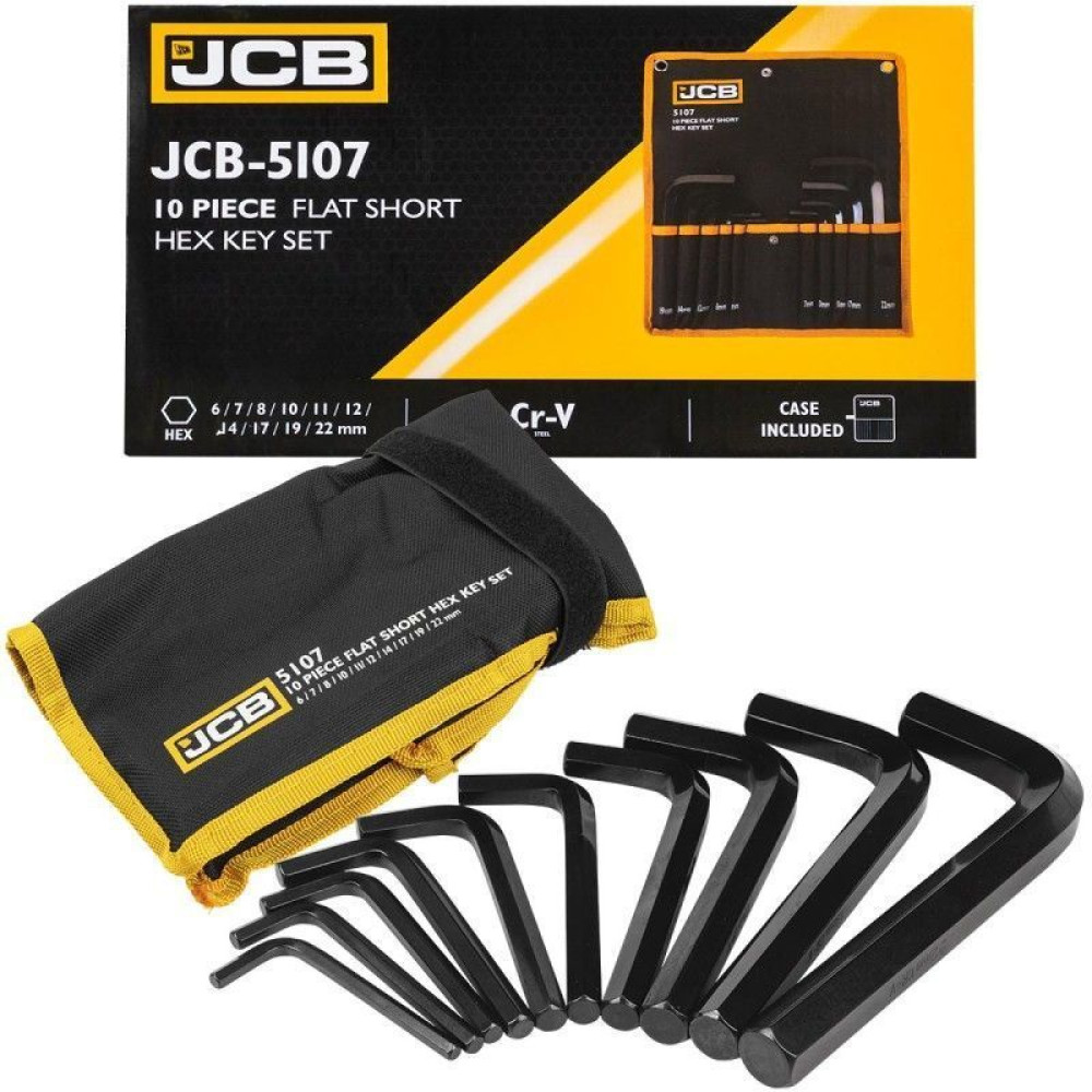 Haбіp Г-подіб. ключів HEX 10 пр. (6-22 мм) в чохлі JCB Tools JCB-5107