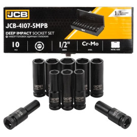 Набір головок глибоких ударних в металевому кейсі 10 од. 1/2" (6-гр.) JCB Tools JCB-4107-5MPB