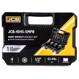 Набір головок ударних глибоких 4 од. 1/2" (6-гр.) (34, 36, 38, 41 мм) JCB Tools JCB-4045-5MPB
