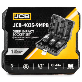 Набір ударних головок 3 од. 1/2" (12-гр.) (34, 36, 41 мм) JCB Tools JCB-4035-9MPB