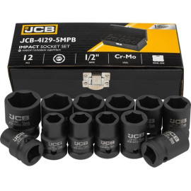 Набір головок ударних в металевому кейсі 12 од. 1/2" (6-гр.) JCB Tools JCB-4129-5MPB