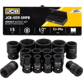 Набір головок ударних в металевому кейсі 15 од. 1/2" (6-гр.) JCB Tools JCB-4159-5MPB