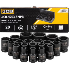 Набір головок ударних в металевому кейсі 20 од. 1/2" (6-гр.) JCB Tools JCB-4203-5MPB