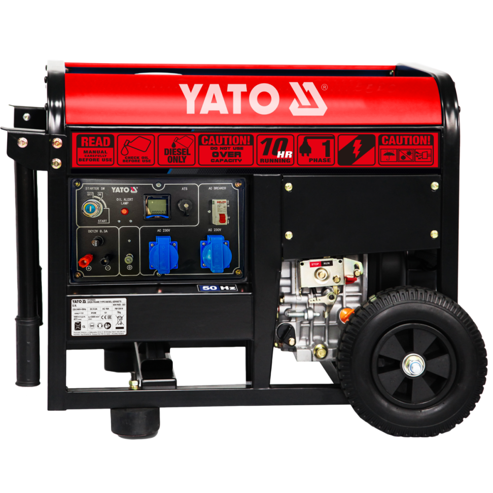 Генератор струму дизельий YATO: P= 3.2 кВт, U= 230 V AC