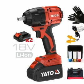 Гайковерт ударний, безщітковий YATO: 2 акум.18 В Li-Ion 4 АГод, квадрат1/2", 850 Нм + зарядн. пристрій YT-8277935