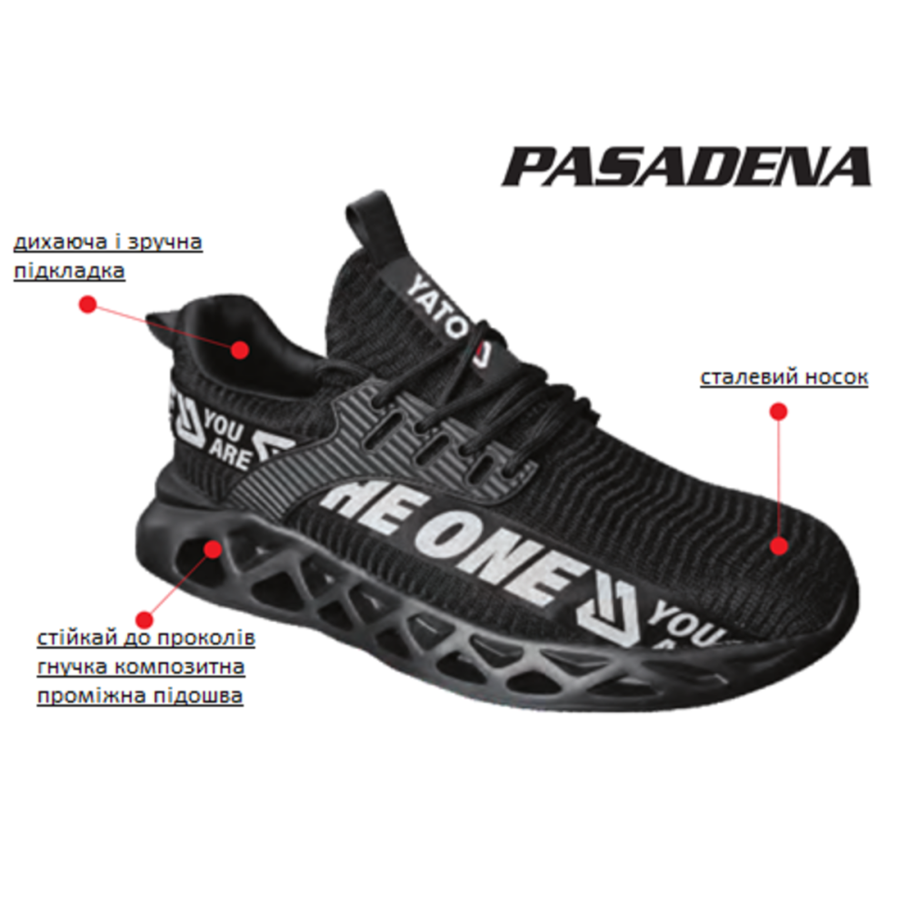 Туфлі робочі нейлонові YATO PASADENA SB, розм. 44, з гумовою підошвою